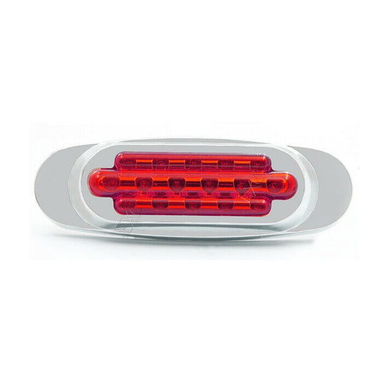 12-24V 16 LEDs Electroplating Side Lights Side Tail Lights Cargo Truck Modification Light, Colour: Red (2 Lines Always Bright) by buy2fix