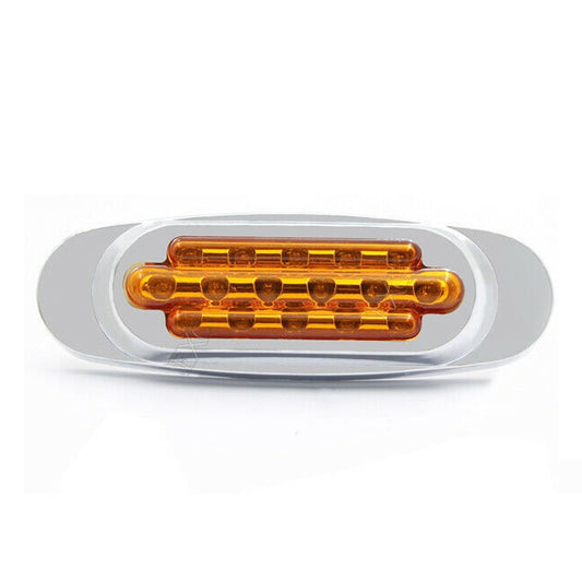 12-24V 16 LEDs Electroplating Side Lights Side Tail Lights Cargo Truck Modification Light, Colour: Yellow (2 Lines Always Bright) by buy2fix