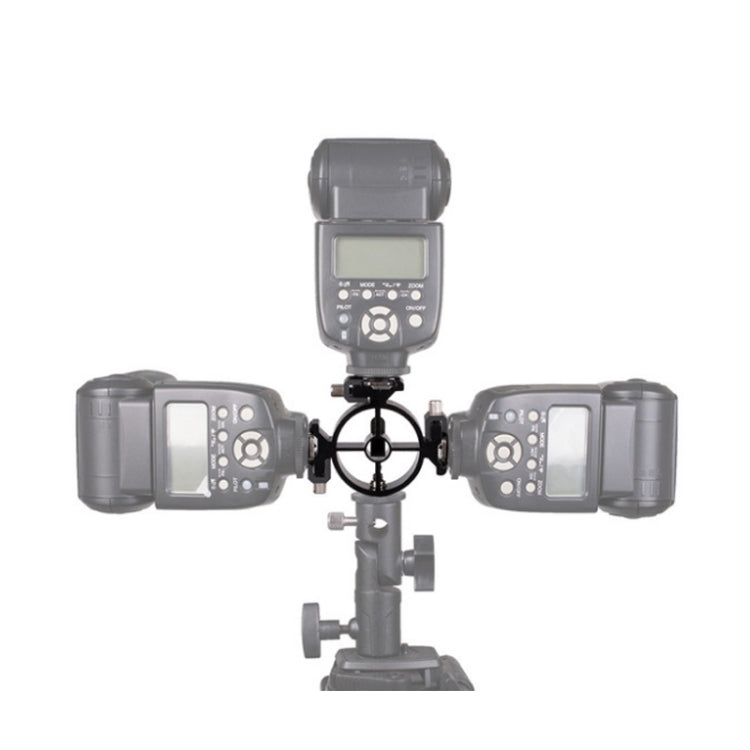 2 PCS Round Field 3 Triple Head Hot Shoe Mount Adapter Flash Holder Bracket Light Stand Holder - Other Accessories by buy2fix | Online Shopping UK | buy2fix