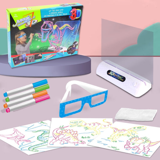 3D Fluorescent Drawing Board Magic Luminous Three-Dimensional Writing Board Graffiti Board Lighting Puzzle Children Drawing Board,Style: Medium Drawing Board (Dinosaur Version) - by buy2fix | Online Shopping UK | buy2fix