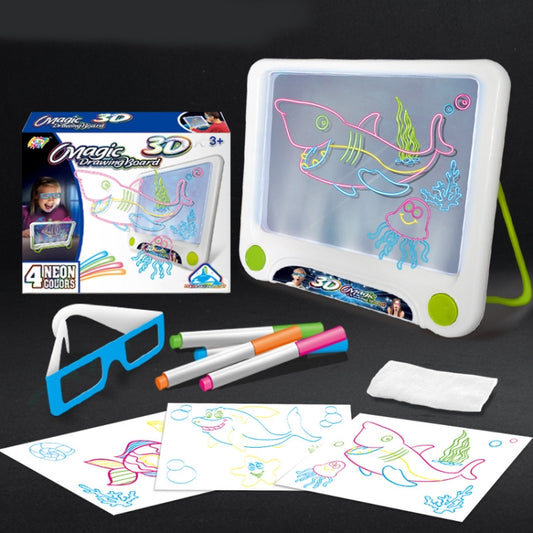 3D Fluorescent Drawing Board Magic Luminous Three-Dimensional Writing Board Graffiti Board Lighting Puzzle Children Drawing Board,Style: Drawing Screen (Ocean Version) - by buy2fix | Online Shopping UK | buy2fix