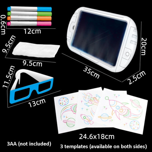 3D Fluorescent Drawing Board Magic Luminous Three-Dimensional Writing Board Graffiti Board Lighting Puzzle Children Drawing Board,Style: YM163(Dinosaur Version) - by buy2fix | Online Shopping UK | buy2fix