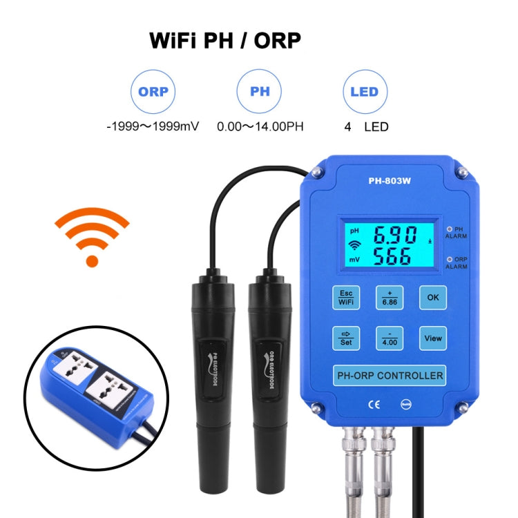 KL-803W Mobile Phone WIFI Monitoring Digital Acid-Base And Redox Controller Household PH Meter, EU Plug - PH & Moisture Meter by buy2fix | Online Shopping UK | buy2fix