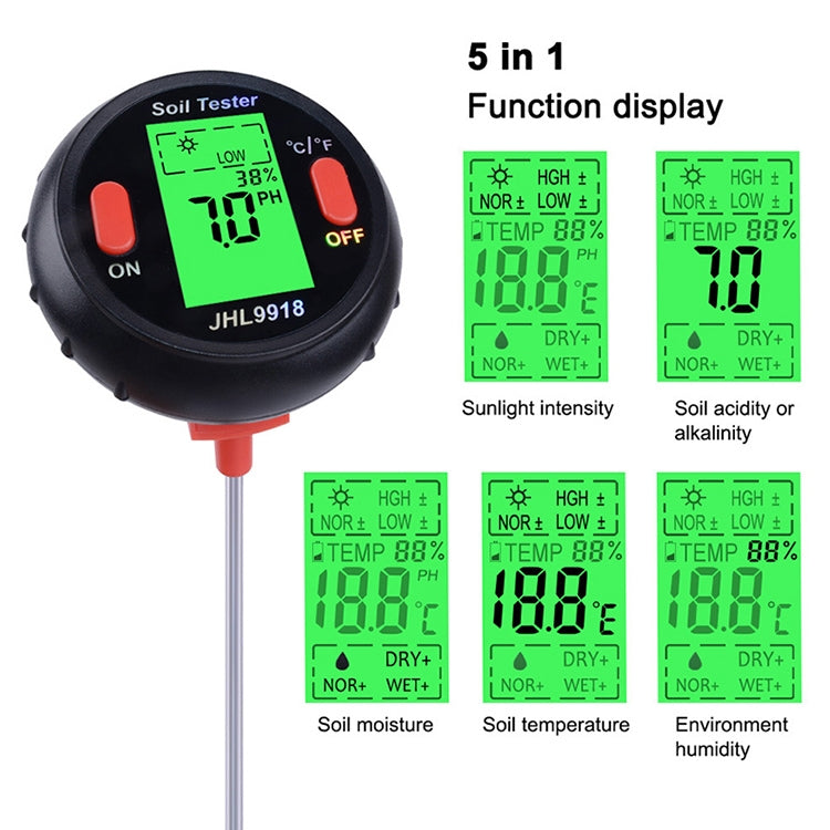 Five-In-One Soil Meter PH Humidity Temperature Photometry Detector PH Photometry Multifunctional Detector - PH & Moisture Meter by buy2fix | Online Shopping UK | buy2fix
