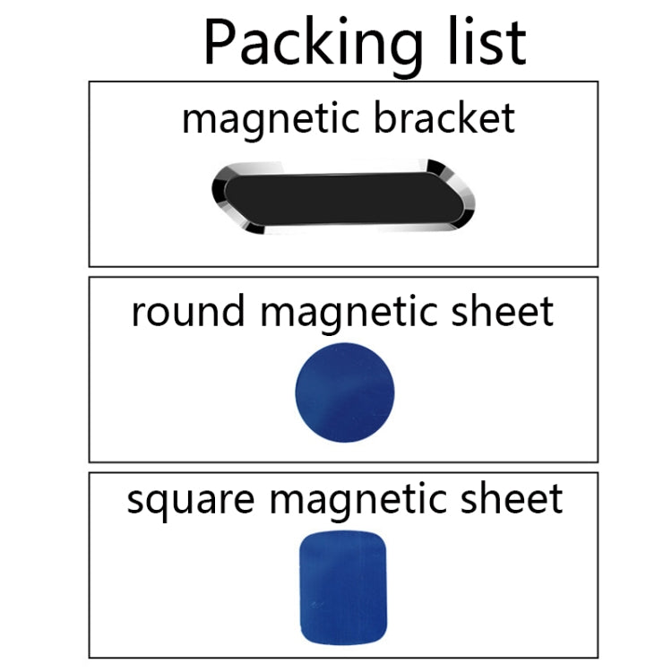 F601 4 PCS One Word Long Magnet Car Bracket Car Navigation Lazy Magnetic Metal Bracket(Rounded Black) by buy2fix