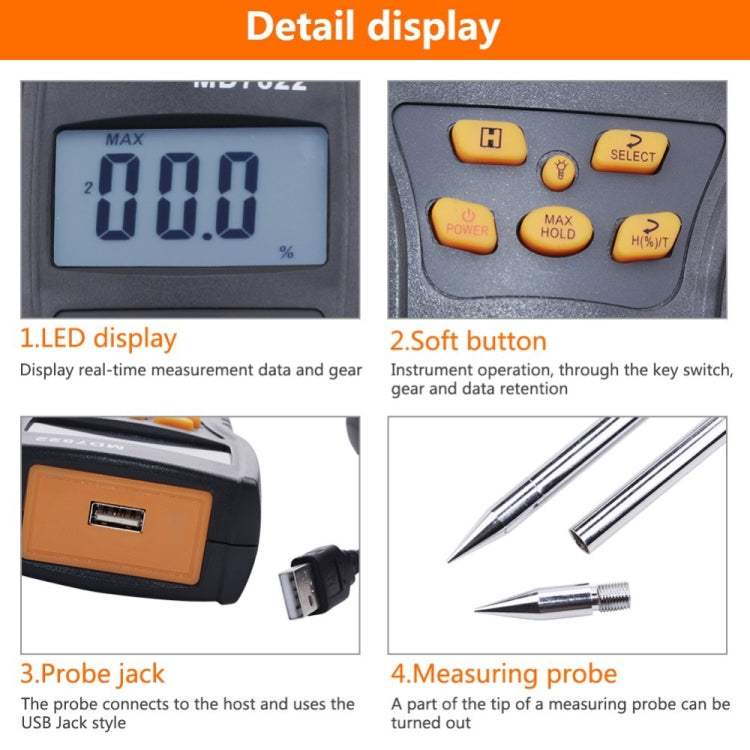 MD7822 Smart Grain Moisture Tester Ultra-Long Probe Digital Moisture Meter - PH & Moisture Meter by buy2fix | Online Shopping UK | buy2fix