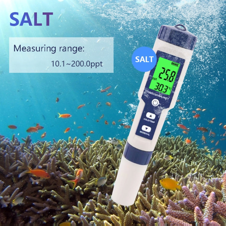 EZ-9909 PH/Salinity/Temperature/TDS/EC 5-in-1 Test Pen Multifunctional Water Quality Detector - PH & Moisture Meter by buy2fix | Online Shopping UK | buy2fix