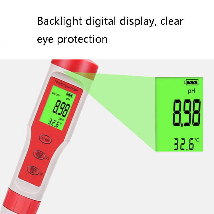 4-in-1 Portable PH/TDS/EC/TEMP Test Pen Multi-Function Water Quality Tester - PH & Moisture Meter by buy2fix | Online Shopping UK | buy2fix