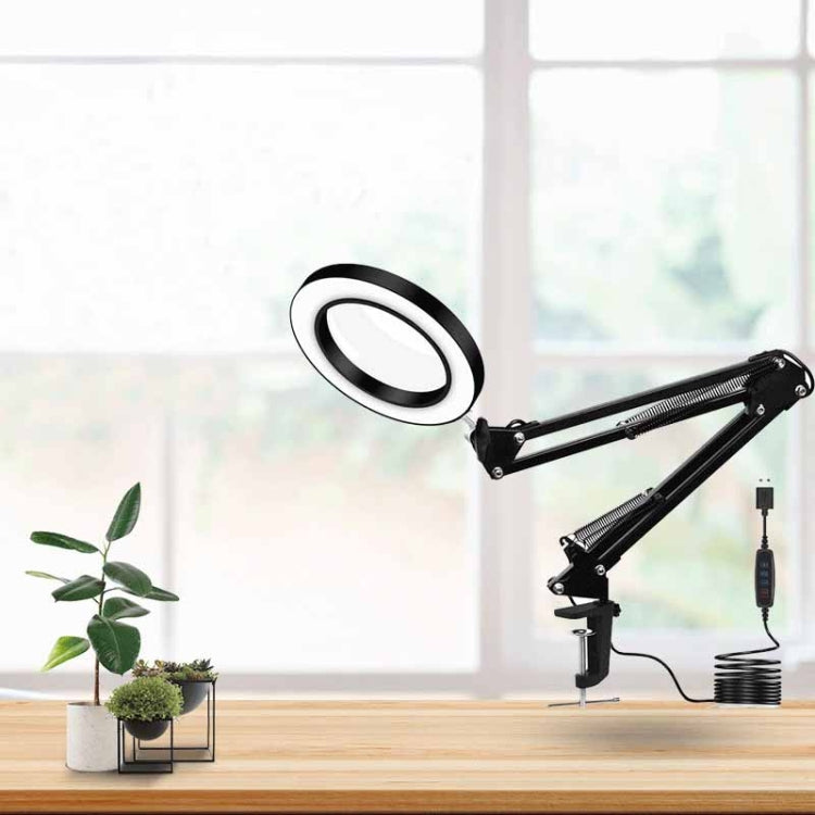 LED Eye Protection Reading Book Light USB Folding Clip Magnifying Glass Electronic Maintenance Light(5X-S (Black)) by buy2fix
