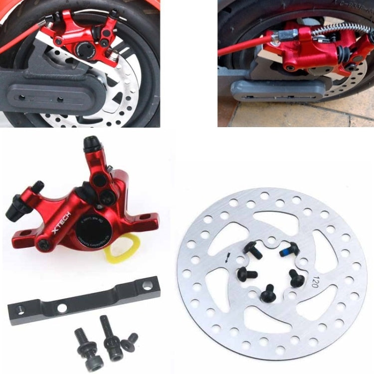 3 in 1 Scooter Modified Hydraulic Brake + 120mm Disc Brake Disc + Modified Seat Set For Xiaomi Mijia M365 Pro(Red Brake + Black Adapter) - Accessories & Parts by buy2fix | Online Shopping UK | buy2fix