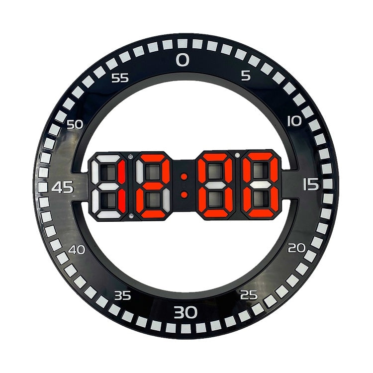 DS-3688L Living Room 3D Wall Clock Big Screen LED Electronic Clock, Colour: Black+Red - Wall Clock by buy2fix | Online Shopping UK | buy2fix