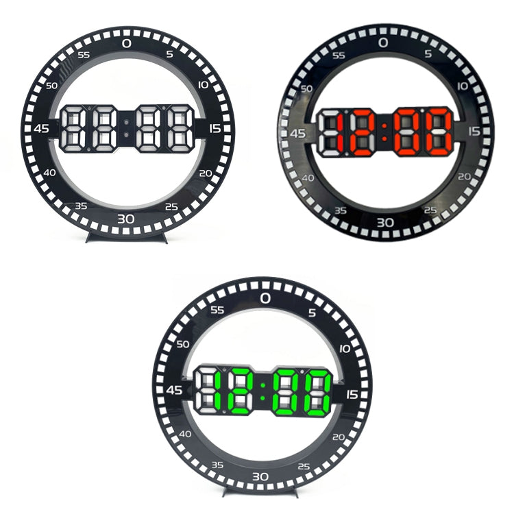 DS-3688L Living Room 3D Wall Clock Big Screen LED Electronic Clock, Colour: Black+Red - Wall Clock by buy2fix | Online Shopping UK | buy2fix