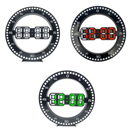 DS-3688L Living Room 3D Wall Clock Big Screen LED Electronic Clock, Colour: Black+Red by buy2fix