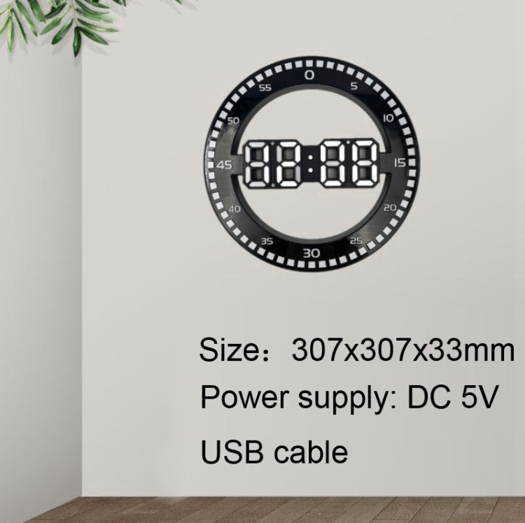 DS-3688L Living Room 3D Wall Clock Big Screen LED Electronic Clock, Colour: Black+Red - Wall Clock by buy2fix | Online Shopping UK | buy2fix