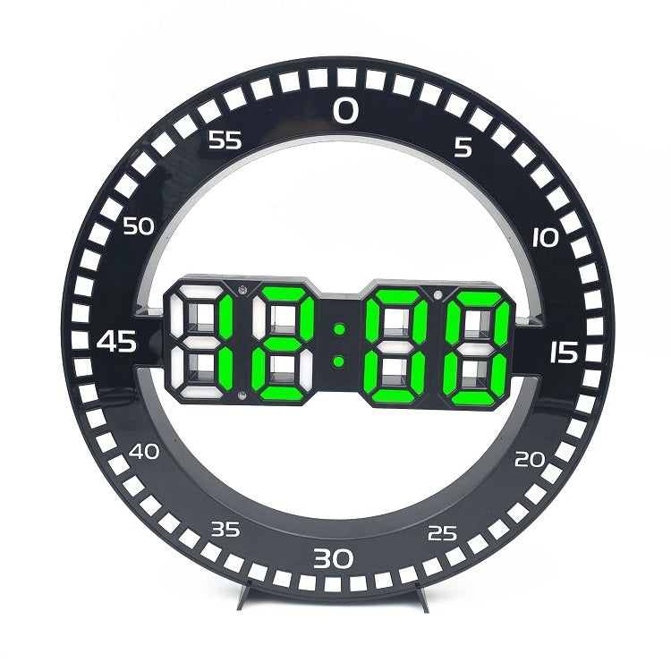 DS-3688L Living Room 3D Wall Clock Big Screen LED Electronic Clock, Colour: Black+Green - Wall Clock by buy2fix | Online Shopping UK | buy2fix