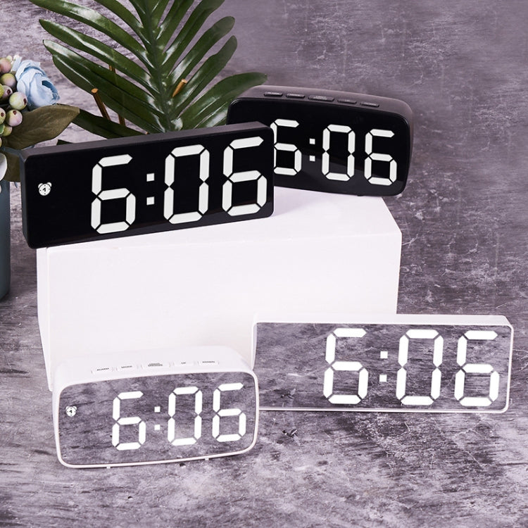 Mirror Bedside Alarm Clock Battery Plug-In Dual-Purpose LED Clock, Colour: Rectangle Black Shell (Black Surface green light) - Home & Garden by buy2fix | Online Shopping UK | buy2fix