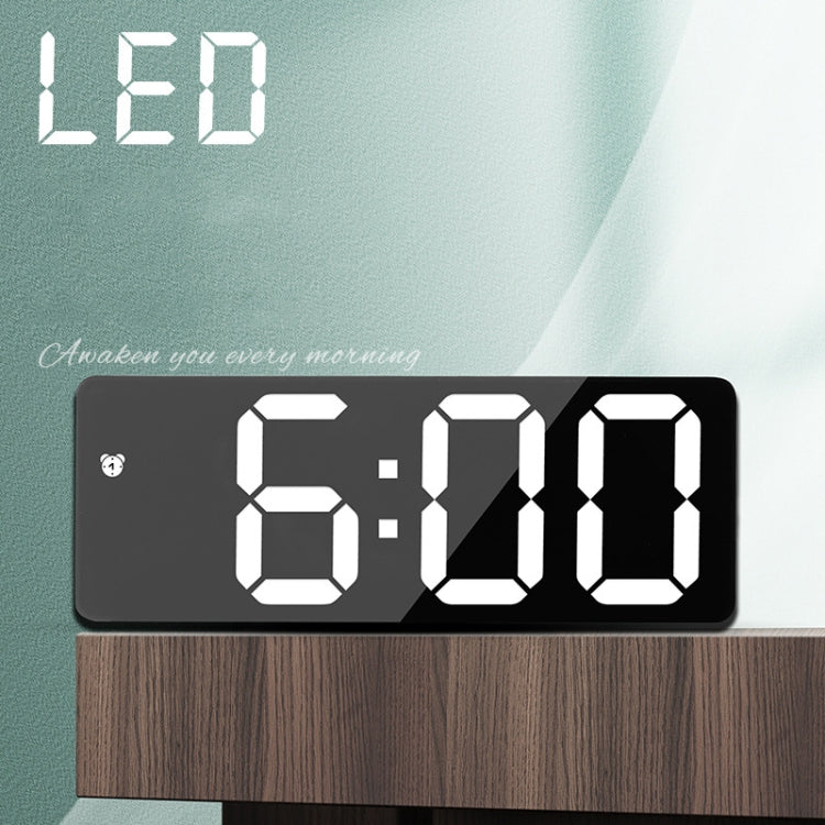Mirror Bedside Alarm Clock Battery Plug-In Dual-Purpose LED Clock, Colour: Rectangle Black Shell (Black Surface green light) - Home & Garden by buy2fix | Online Shopping UK | buy2fix