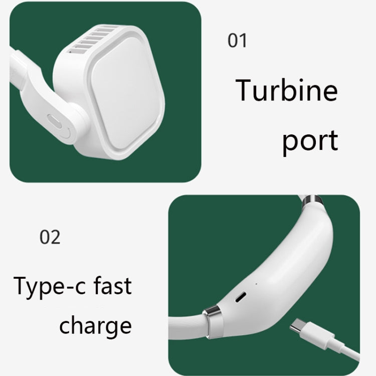 G2 Hanging Neck Leafless Fan Outdoor Student Sports Mini USB Silent Fan, Colour: 2000MAH Night Green - Electric Fans by buy2fix | Online Shopping UK | buy2fix