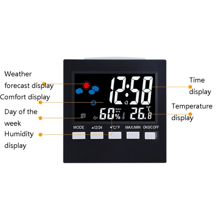 2159 Household Temperature And Humidity Display Alarm Clock Indoor Electronic Digital Display Multi-Function Color Screen Clock(Black) - Novelty Clock by buy2fix | Online Shopping UK | buy2fix