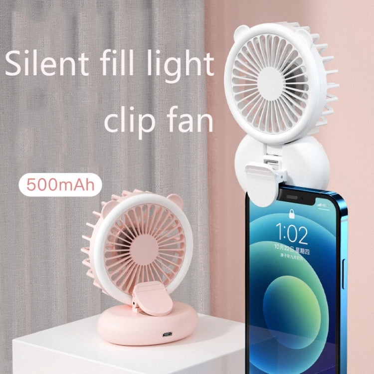 D11 Fill Light Clip Hanging Neck Fan Handheld Folding Mini USB Desktop Fan(Pink) - Electric Fans by buy2fix | Online Shopping UK | buy2fix