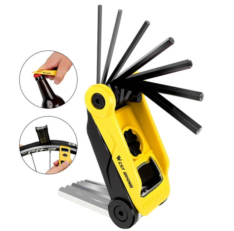 West Biking 16 In 1 Bicycle Repair Tool Multi-Function Wrench Hex Tool Riding Equipment(Black Yellow) - Maintenance tools by West Biking | Online Shopping UK | buy2fix