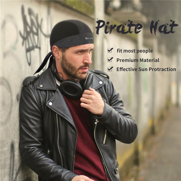 West Biking Summer Ice Silk Pirate Cap Riding Cap Men And Women Outdoor Windproof Sunscreen Headgear, Size: Free Size(Tying Rope Black) by WEST BIKING