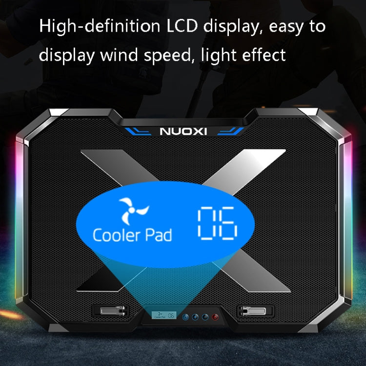 NUOXI Q8 Notebook Radiator LCD Screen Button Controllable RBG Luminescence Computer Cooling Base(Black) by NUOXI