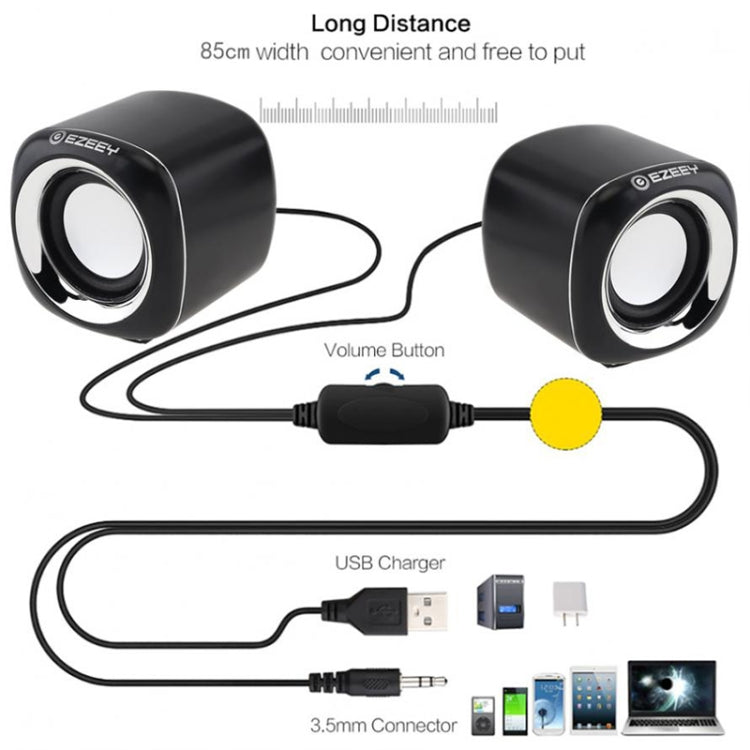 YEEZE A1 Multimedia USB2.0 Desktop Speaker Mini Computer Notebook Speaker(Electroplating Platinum) - by YEEZE | Online Shopping UK | buy2fix