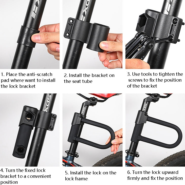 West Biking Bike Lock Motorcycle Wire Lock Anti-Hydraulic Pressure Cut Anti-Theft Lock, Specification: U-shaped Lock by WEST BIKING