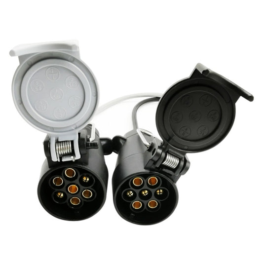 VC1014 13P Transfer Double 7P Trailer Connector Cable Car Plug Socket Conversion Plug EU Plug by buy2fix