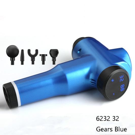 Muscles Relax Massager Portable Fitness Equipment Fascia Gun, Specification: 6232 32 Gears Blue(UK Plug) by buy2fix