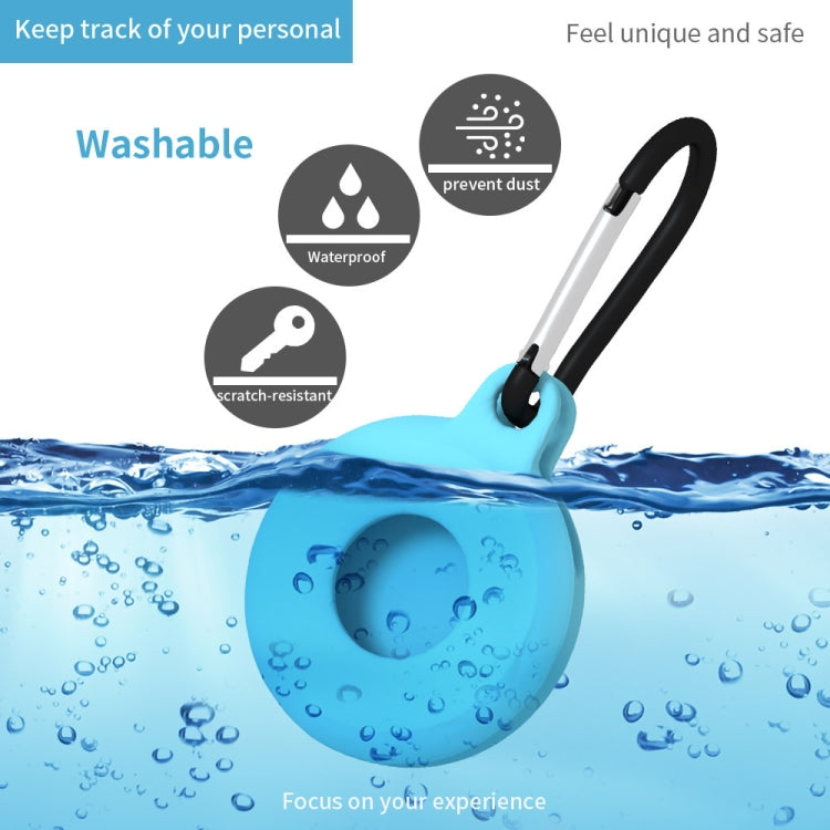 4 PCS Round Shape Shockproof Anti-scratch Silicone Protective Case with Carabiner for AirTag(Black) - by buy2fix | Online Shopping UK | buy2fix