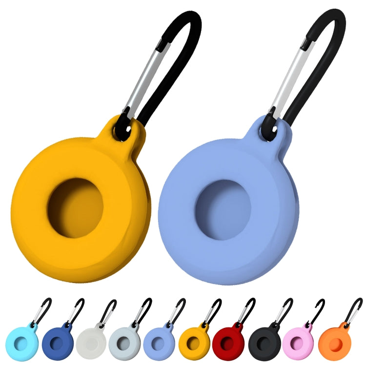 4 PCS Round Shape Shockproof Anti-scratch Silicone Protective Case with Carabiner for AirTag(Black) - by buy2fix | Online Shopping UK | buy2fix