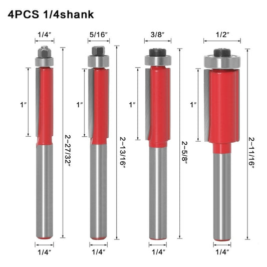 Woodworking Engraving Milling Cutter Trimming Machine Alloy Cutter Head, Model: 1/4mm Handle 4PCS/Set - Others by buy2fix | Online Shopping UK | buy2fix