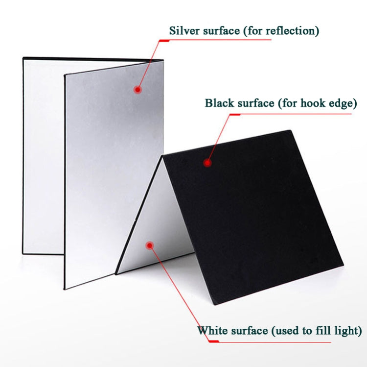 2 PCS 3-in-1 Reflective Board White + Black + Silver A4 Cardboard Folding Light Diffuser Board - by buy2fix | Online Shopping UK | buy2fix