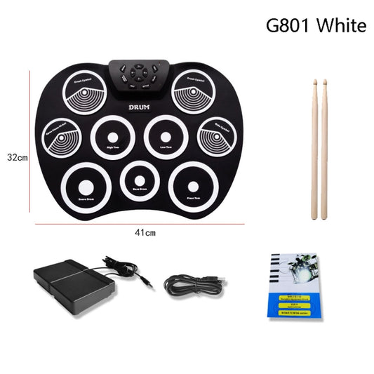 Silicone Folding Portable Hand-Rolled Drum DTX Game Strike Board(G801 White) by buy2fix