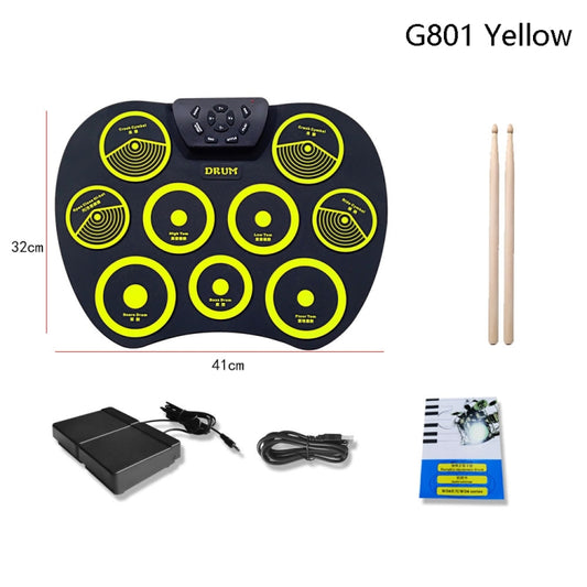 Silicone Folding Portable Hand-Rolled Drum DTX Game Strike Board(G801 Yellow) by buy2fix