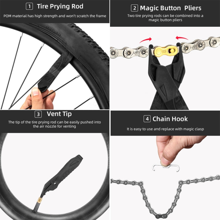 Bicycle Mini Portable Tire Rod Multi-Function Repair Car Tire Repair Tool Detachable Dual-Purpose Tool(Black) - Maintenance tools by buy2fix | Online Shopping UK | buy2fix