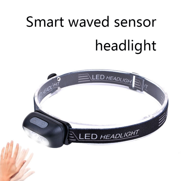 Smart Sensor Outdoor USB Headlight LED Portable Strong Light Night Running Headlight, Colour: Black 3W 100LM - Headlamp by buy2fix | Online Shopping UK | buy2fix
