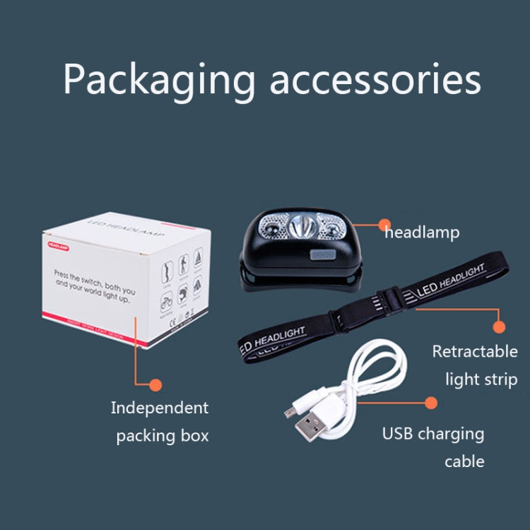 Smart Sensor Outdoor USB Headlight LED Portable Strong Light Night Running Headlight, Colour: White 3W 100LM by buy2fix