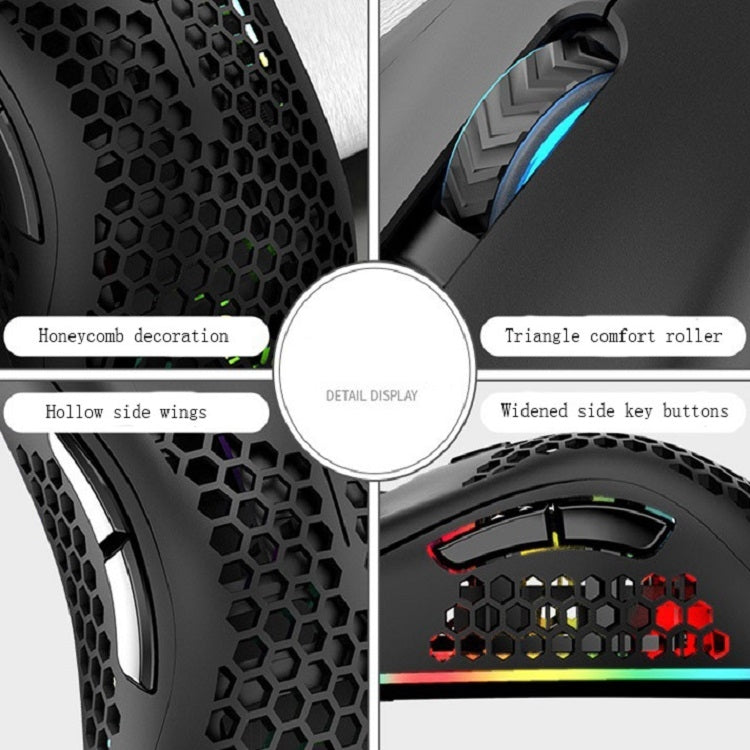 K-Snake BM600 1600 DPI 7-keys Hollow Lightweight Wireless Charging RGB Colorful Gaming Mouse(Wireless BM600 White) by K-Snake