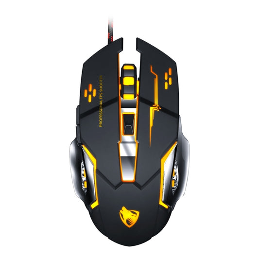 T-WOLF V6 USB Interface 6-Buttons 3200 DPI Wired Mouse Gaming Mechanical Macro Programming 7-Color Luminous Gaming Mouse, Cable Length: 1.5m(Macro Definition Silent Version Black Silver) by T-WOLF