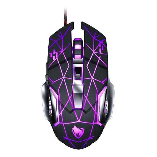 T-WOLF V6 USB Interface 6-Buttons 3200 DPI Wired Mouse Gaming Mechanical Macro Programming 7-Color Luminous Gaming Mouse, Cable Length: 1.5m(Macro Definition Silent Version Star Color) by T-WOLF