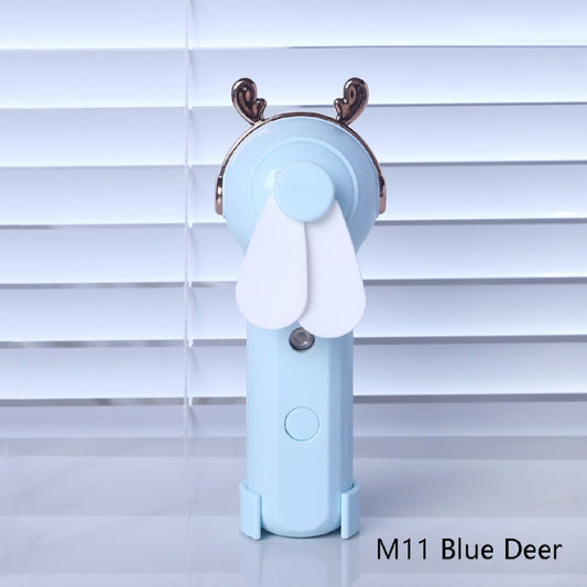 Handheld Hydrating Device Chargeable Fan Mini USB Charging Spray Humidification Small Fan(M11 Blue Deer) by buy2fix