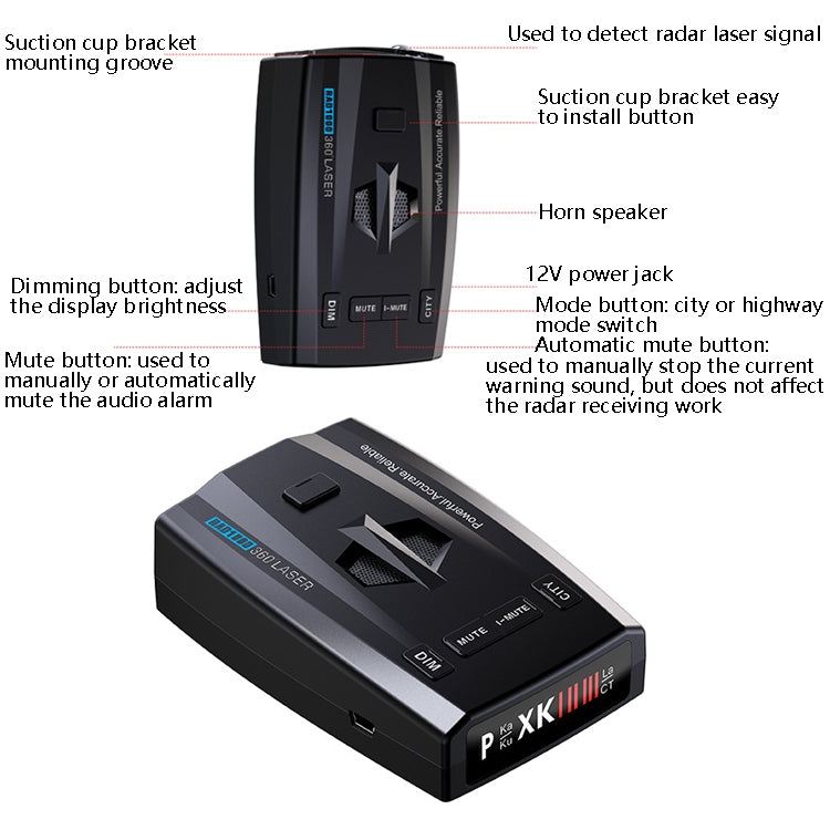 RAD1000 Car Laser Radar Speedometer Car Mobile Speed Radar Electronic Dog - Radar Detectors by buy2fix | Online Shopping UK | buy2fix