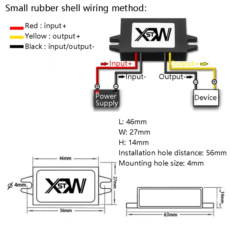 XWST DC 12/24V To 5V Converter Step-Down Vehicle Power Module, Specification: 12V To 5V 1A Small Rubber Shell - by buy2fix | Online Shopping UK | buy2fix