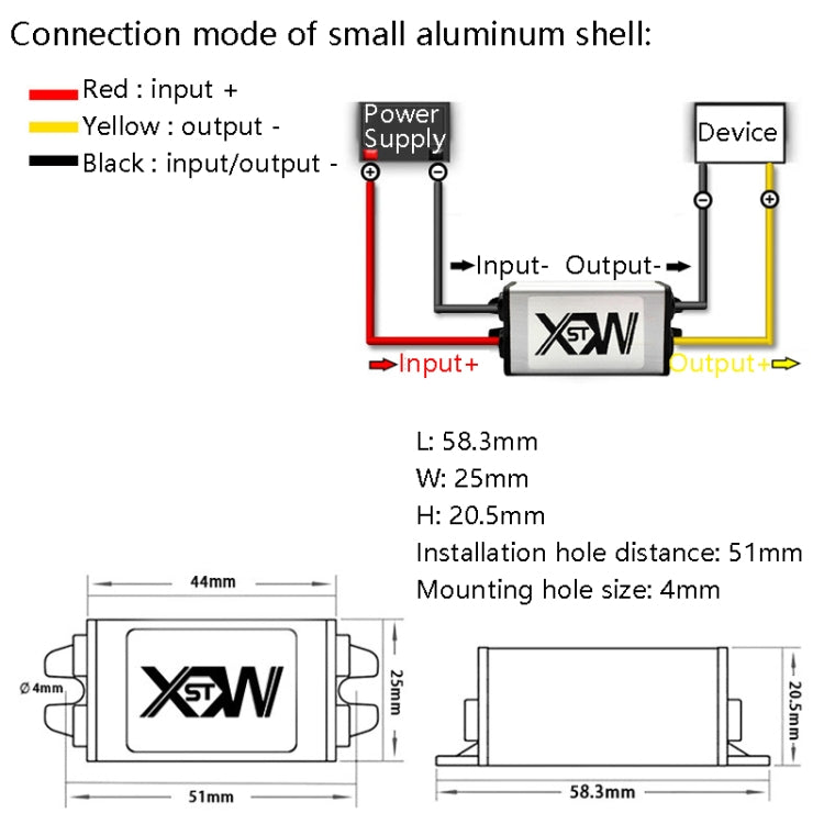 XWST DC 12/24V To 5V Converter Step-Down Vehicle Power Module, Specification: 12/24V To 5V 1A Small Aluminum Shell - by buy2fix | Online Shopping UK | buy2fix