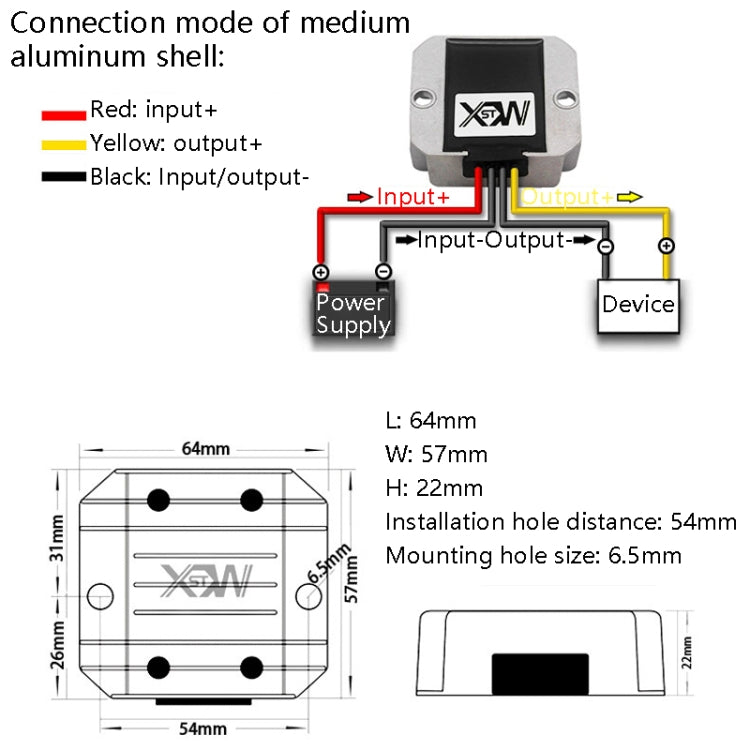 XWST DC 12/24V To 5V Converter Step-Down Vehicle Power Module, Specification: 12/24V To 5V 5A Medium Aluminum Shell - by buy2fix | Online Shopping UK | buy2fix