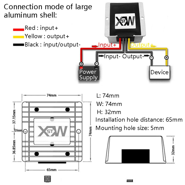 XWST DC 12/24V To 5V Converter Step-Down Vehicle Power Module, Specification: 12/24V to 5V 20A Large Aluminum Shell - by buy2fix | Online Shopping UK | buy2fix