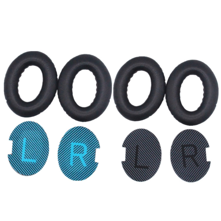 2 PCS Headset Lambskin Sponge Cover Earmuffs For Bose QC25 / QC15 / QC2 / QC35 / AE2i(Black+Blue) - Earmuff & Pad by buy2fix | Online Shopping UK | buy2fix
